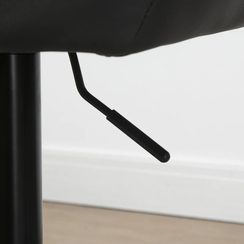 HOMCOM Swivel Barstools Set of 2 Adjustable Bar Stools with Footrest Armrests and PU Leather Back for Dining Room Grey