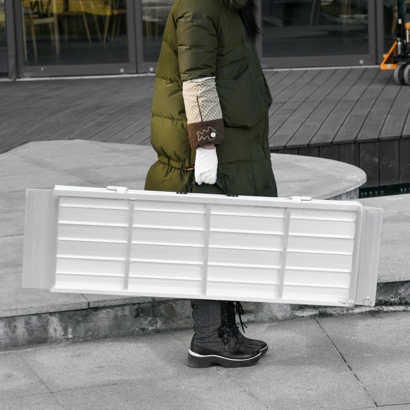 HOMCOM 4ft Portable Wheelchair Ramp Aluminum Threshold Mobility Singlefold for Scooter with Carrying Handle Non-skid Surface 600lbs