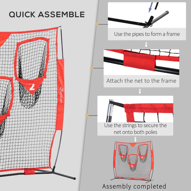 Soozier Portable Soccer Goal Target Net with Carry Bag, Soccer Training Equipment for Aim and Muscle Memory, Shooting Net for Backyard, 3 Pockets