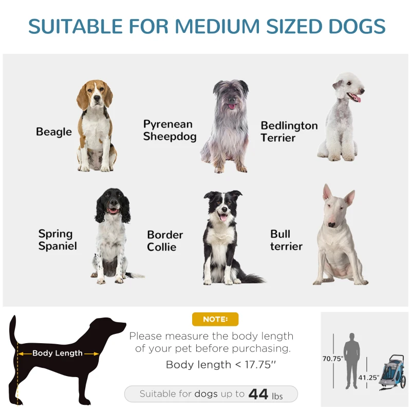 Aosom Dog Bike Trailer 2-In-1 Pet Stroller Cart Bicycle Wagon Cargo Carrier Attachment for Travel with 360 Swivel Wheel Reflectors Parking Brake Straps Cup Holder Blue