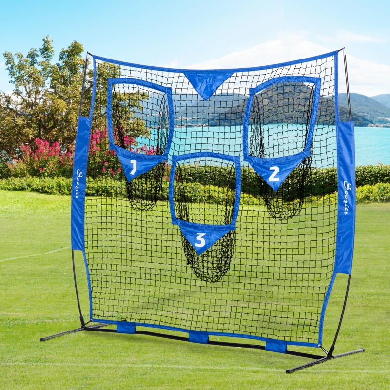 Soozier Portable Soccer Goal Target Net with Carry Bag, Soccer Training Equipment for Aim and Muscle Memory, Shooting Net for Backyard, 3 Pockets
