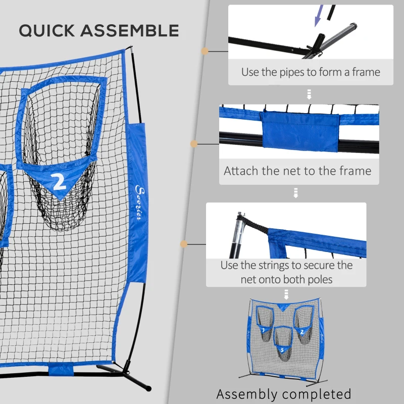 Soozier Portable Soccer Goal Target Net with Carry Bag, Soccer Training Equipment for Aim and Muscle Memory, Shooting Net for Backyard, 3 Pockets