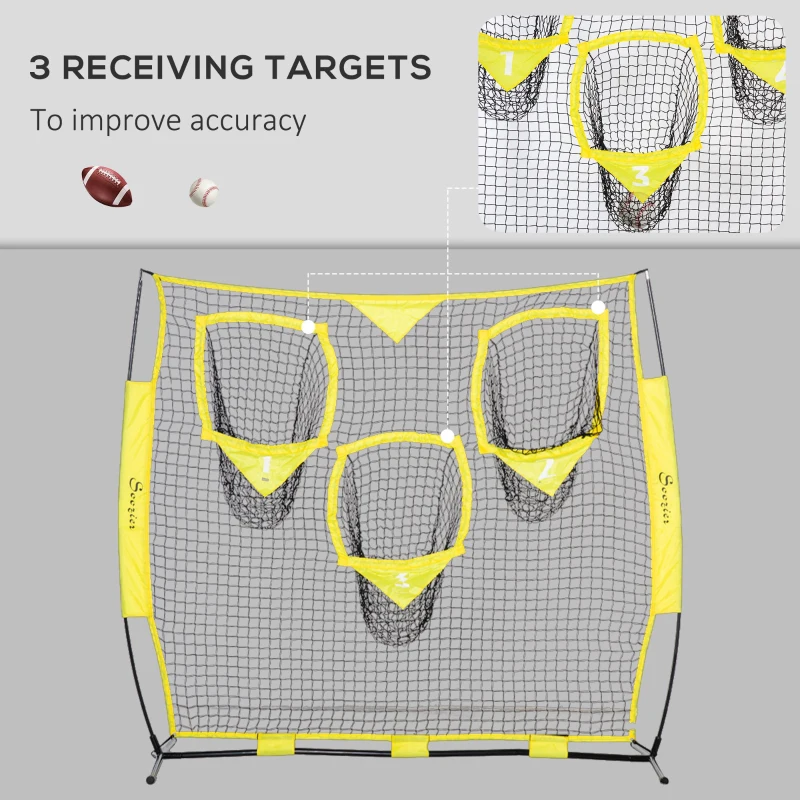 Soozier Portable Soccer Goal Target Net with Carry Bag, Soccer Training Equipment for Aim and Muscle Memory, Shooting Net for Backyard, 3 Pockets