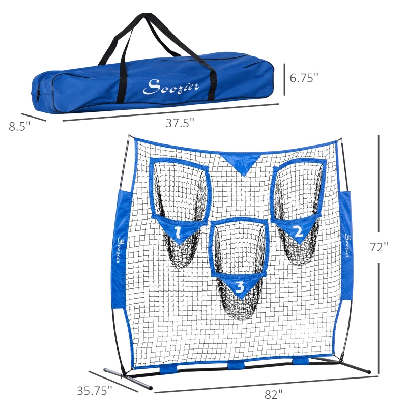 Soozier Portable Soccer Goal Target Net with Carry Bag, Soccer Training Equipment for Aim and Muscle Memory, Shooting Net for Backyard, 3 Pockets