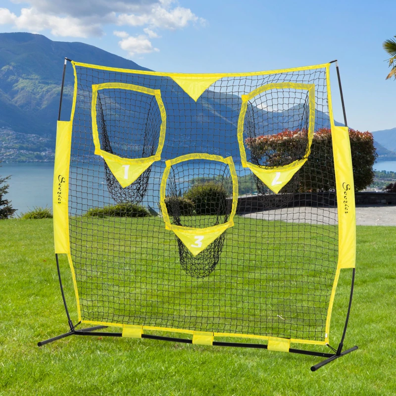 Soozier Portable Soccer Goal Target Net with Carry Bag, Soccer Training Equipment for Aim and Muscle Memory, Shooting Net for Backyard, 3 Pockets