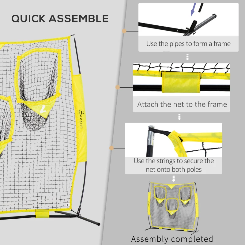 Soozier Portable Soccer Goal Target Net with Carry Bag, Soccer Training Equipment for Aim and Muscle Memory, Shooting Net for Backyard, 3 Pockets