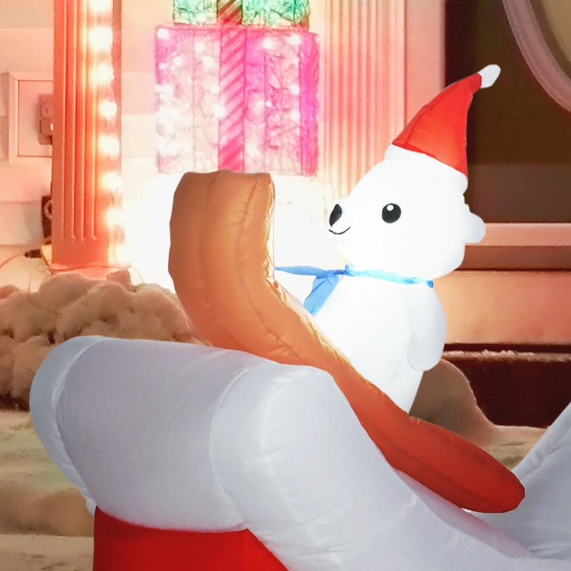 HOMCOM 8.5FT Long Christmas Inflatables Outdoor Decorations Polar Bear, Penguin and Reindeer on the Slope, Blow-Up LED Yard Christmas Decor, Waterproof