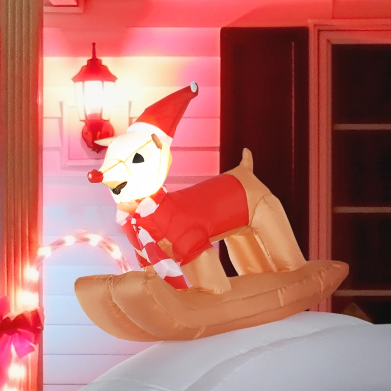 HOMCOM 8.5FT Long Christmas Inflatables Outdoor Decorations Polar Bear, Penguin and Reindeer on the Slope, Blow-Up LED Yard Christmas Decor, Waterproof