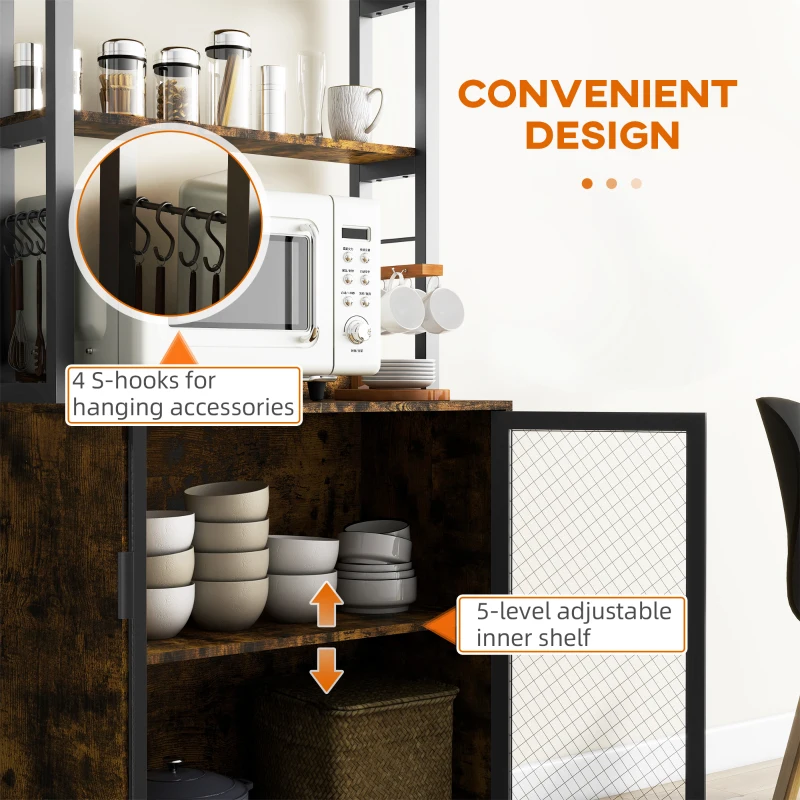 HOMCOM Industrial Baker's Rack Multi-tier Microwave Stand, Rustic Brown