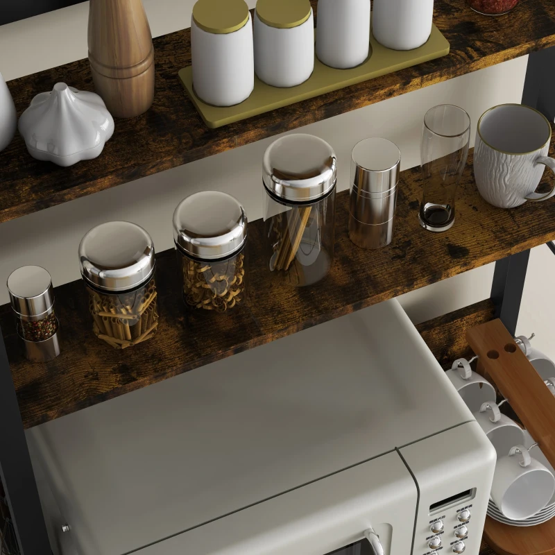 HOMCOM Industrial Baker's Rack Multi-tier Microwave Stand, Rustic Brown