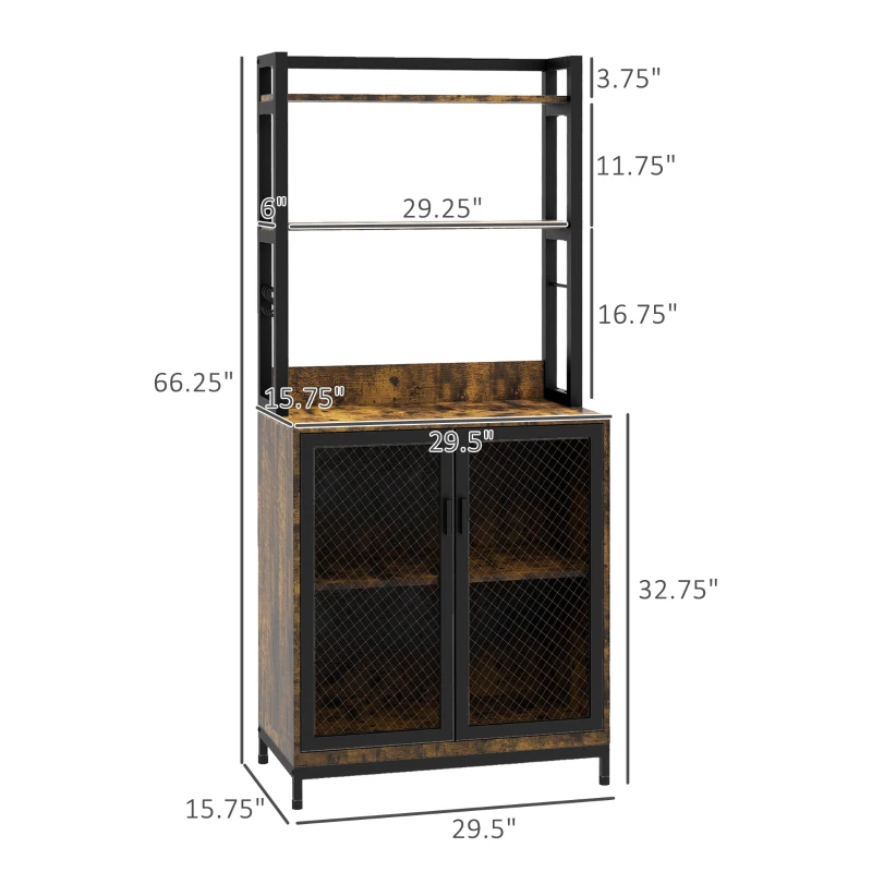 HOMCOM Industrial Baker's Rack Multi-tier Microwave Stand, Rustic Brown