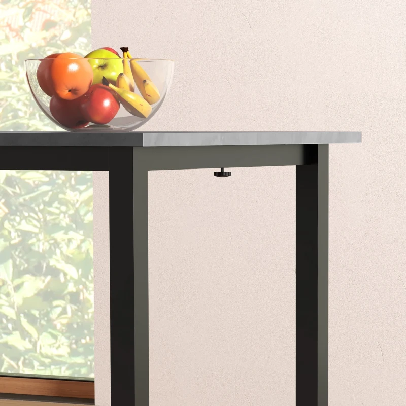 HOMCOM Extending Kitchen Table For Six, Expandable Dining Table for Small Spaces, Folding Dining Table, Dark Grey