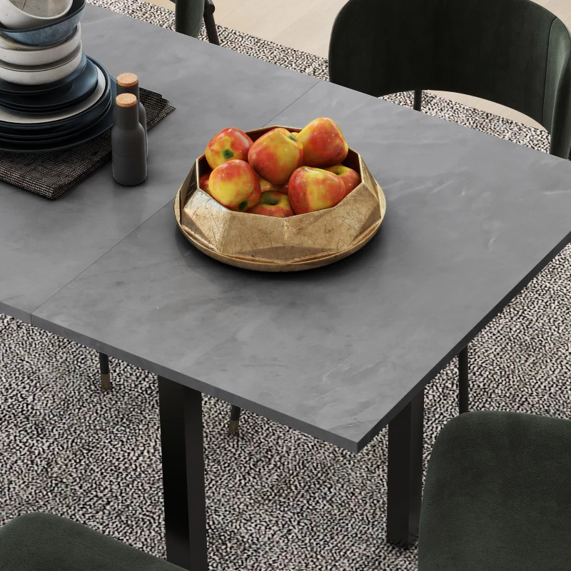 HOMCOM Extending Kitchen Table For Six, Expandable Dining Table for Small Spaces, Folding Dining Table, Dark Grey