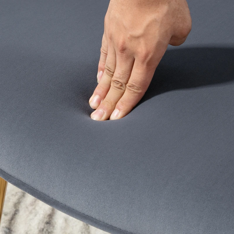 HOMCOM Modern Accent Chair with Ottoman, Upholstered Armchair with Footrest, Gold Metal Legs for Living Room, Bedroom, Dark Grey