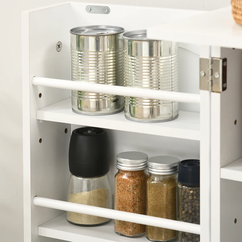 HOMCOM Freestanding Pantry Cabinet 41 Inch Kitchen Pantry with Spice Racks and Adjustable Shelves for Home Use, White