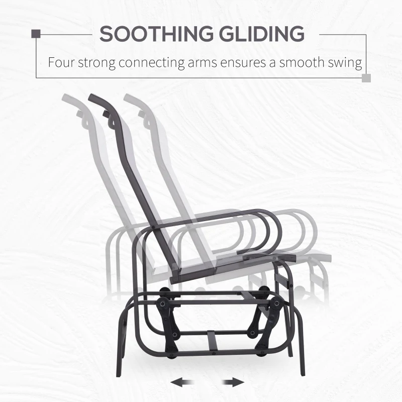 Outsunny Gliding Lounger Chair, Single Rocker with Lightweight Metal & Mesh Construction, White