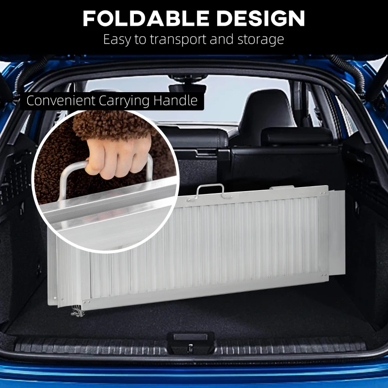 HOMCOM Portable Wheelchair Ramp 4FT, Folding Aluminum Threshold Ramp with, Transition Plates, 600lbs Weight Capacity