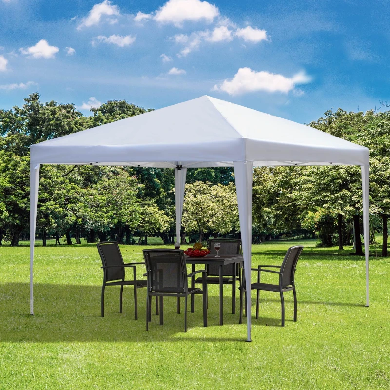 Outsunny 10 x 10ft Folding Pop Up Tent Outdoor Gazebo Canopy with Carrying Bag, White