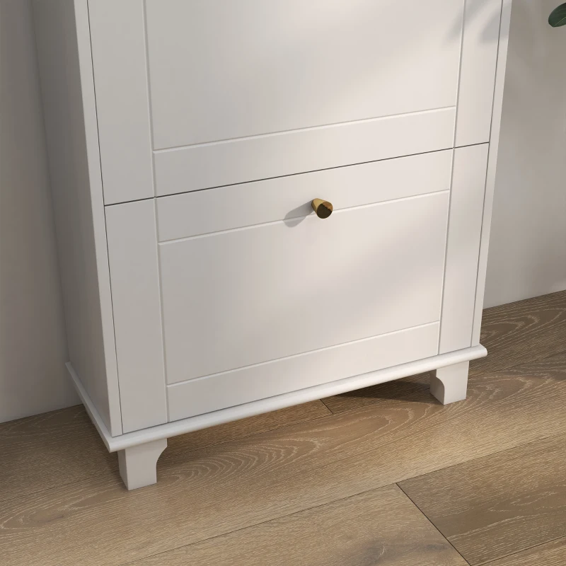 HOMCOM Narrow Shoe Storage with 3 Flip Drawers and Adjustable Shelves, Shoe Cabinet Organizer for 12 Pairs of Shoes, White