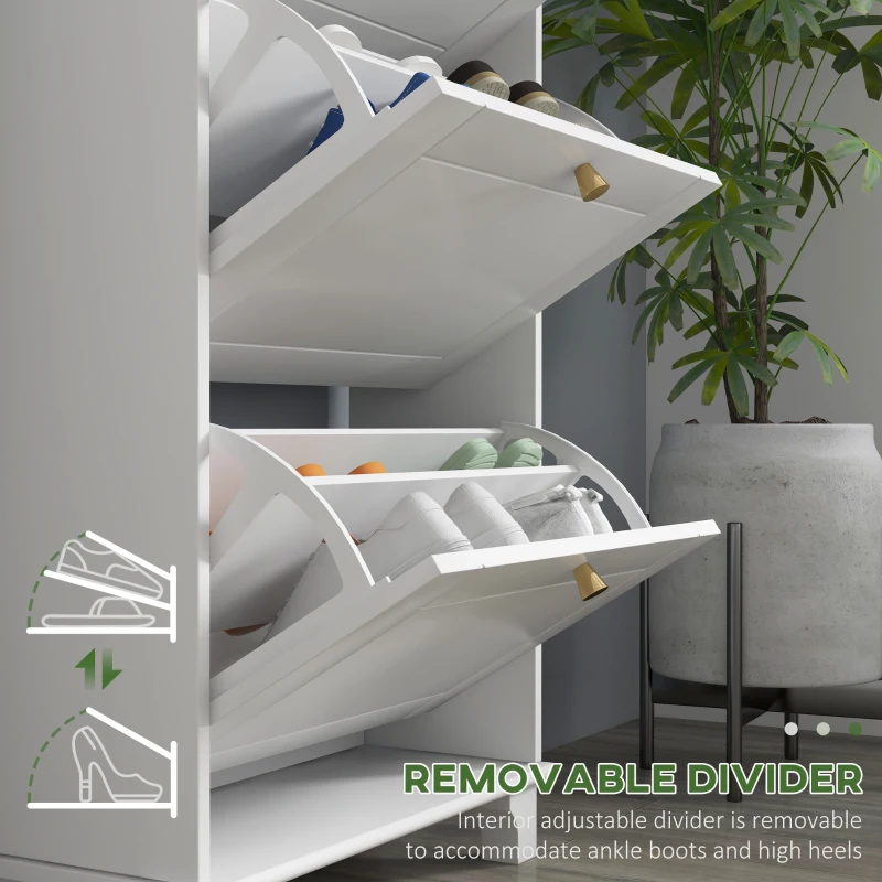 HOMCOM Narrow Shoe Storage with 3 Flip Drawers and Adjustable Shelves, Shoe Cabinet Organizer for 12 Pairs of Shoes, White