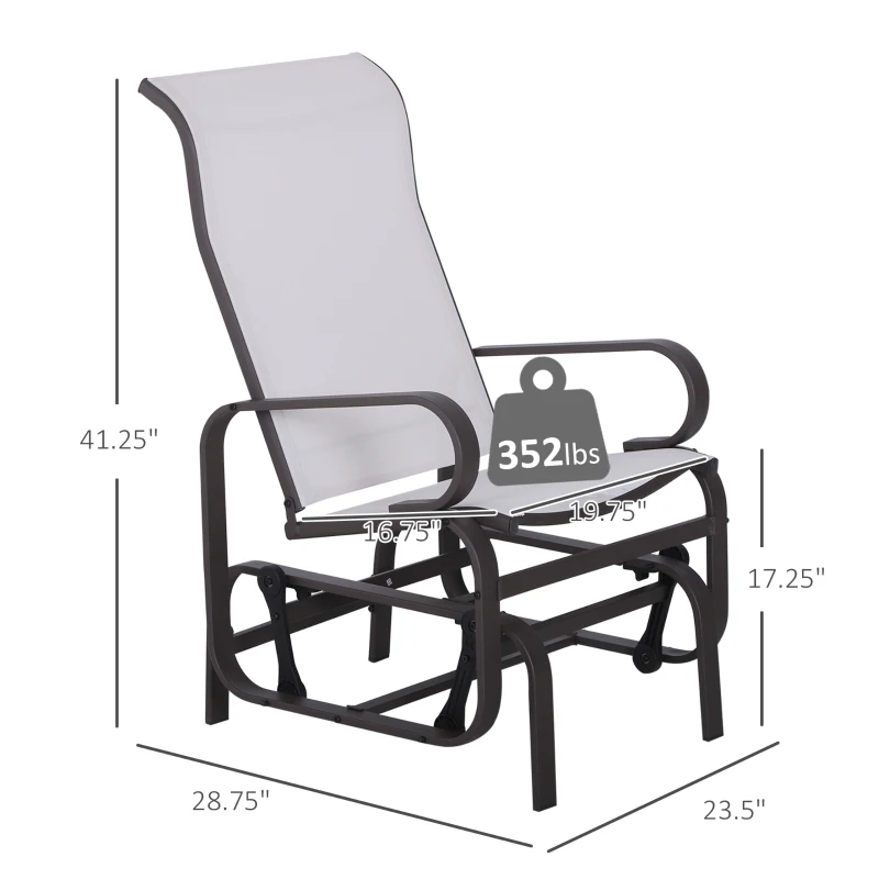 Outsunny Gliding Lounger Chair, Single Rocker with Lightweight Metal & Mesh Construction, White