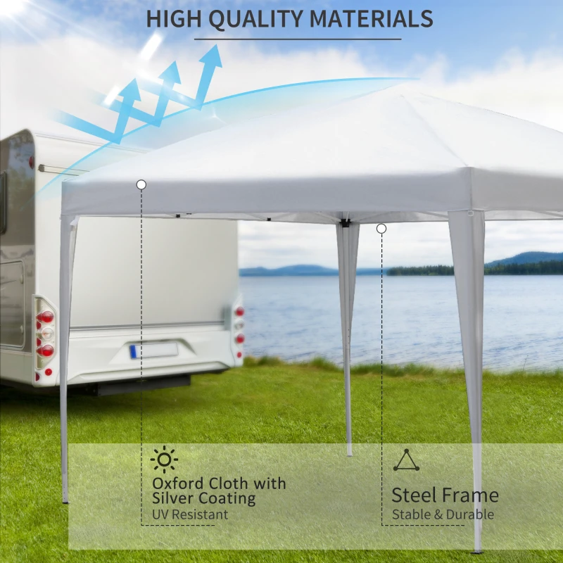 Outsunny 10 x 10ft Folding Pop Up Tent Outdoor Gazebo Canopy with Carrying Bag, White