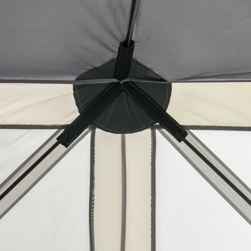 Outsunny 12' x 12' Hexagon Automatic Pop Up Screen Tents Camping Shelter Picnic Canopy with Mesh Sidewalls and Carry Bag, Grey
