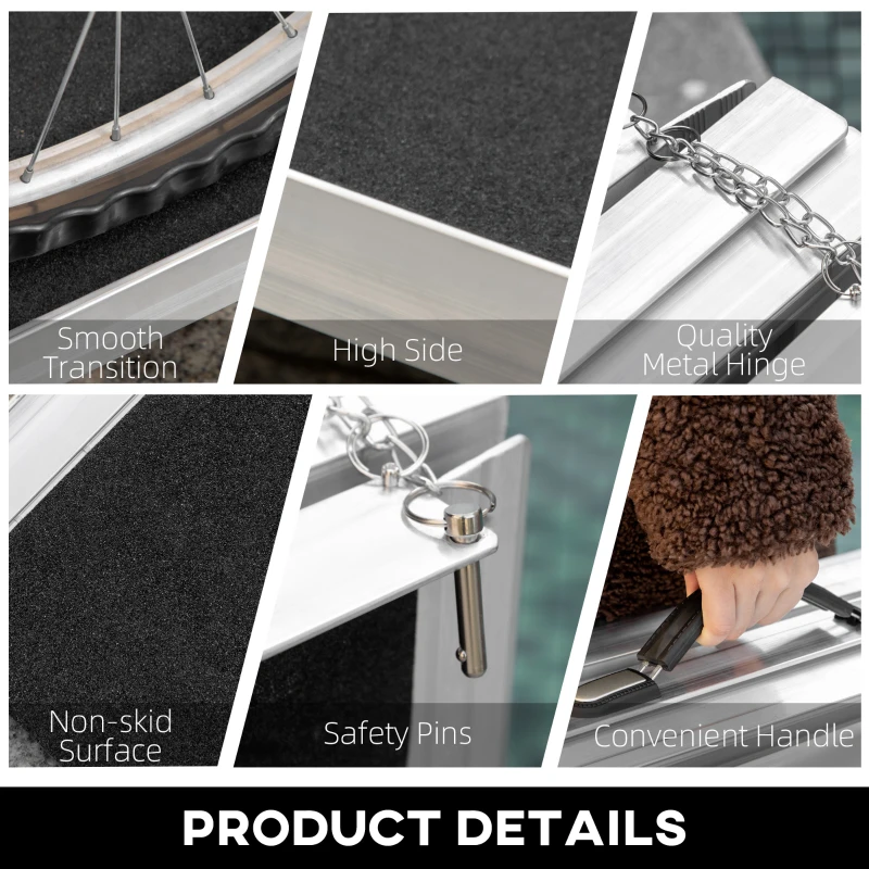 HOMCOM 4' Skidproof Portable Wheelchair Ramp for Home, Steps, Doorways, Carpeted Foldable Handicap Ramp, Threshold Ramp