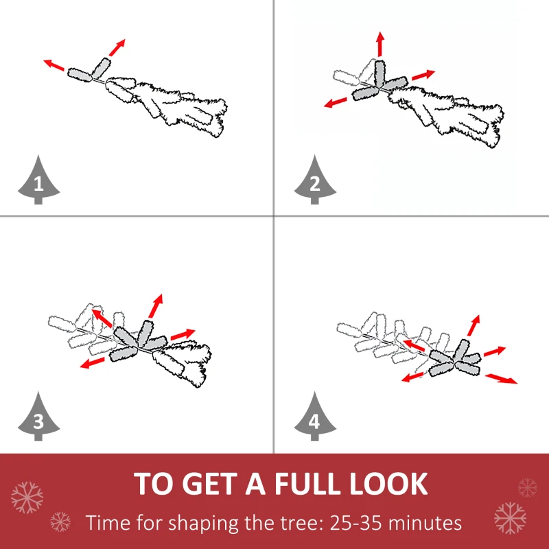 HOMCOM 7.5ft Tall Pre-lit Pine Artificial Christmas Tree with Realistic Branches, 450 Warm White LED Lights and 1146 Tips