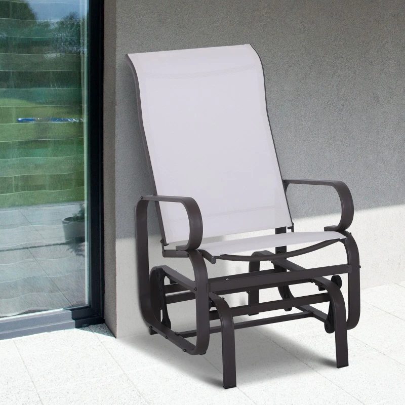 Outsunny Gliding Lounger Chair, Single Rocker with Lightweight Metal & Mesh Construction, White