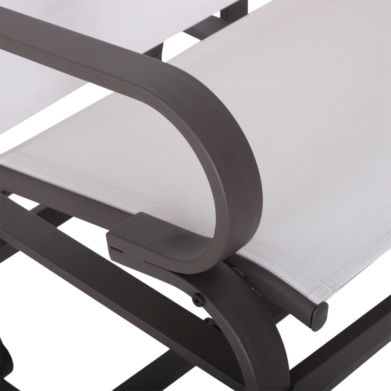 Outsunny Gliding Lounger Chair, Single Rocker with Lightweight Metal & Mesh Construction, White