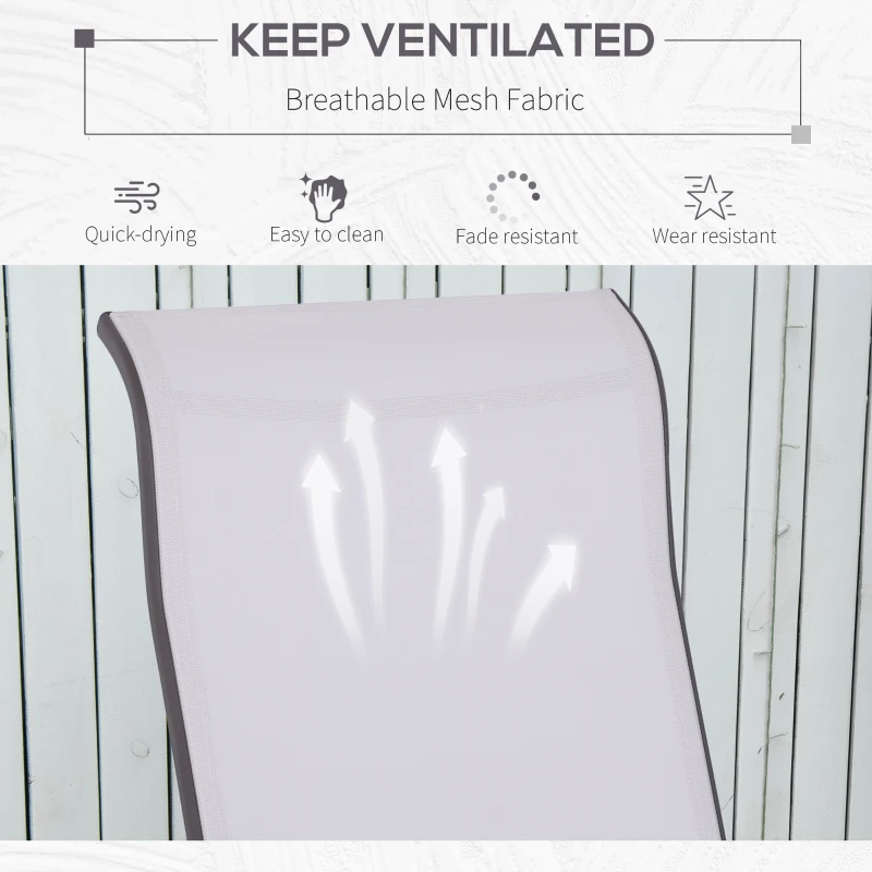 Outsunny Gliding Lounger Chair, Single Rocker with Lightweight Metal & Mesh Construction, White