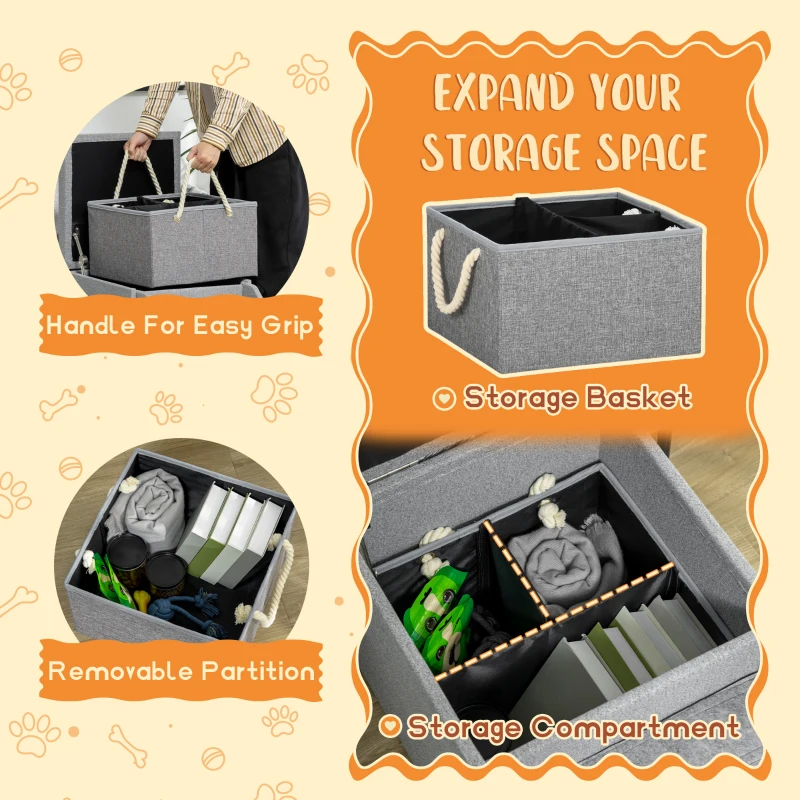 PawHut Storage Ottoman Dog Stairs / Cat Stairs for Small Dogs & Old Cats