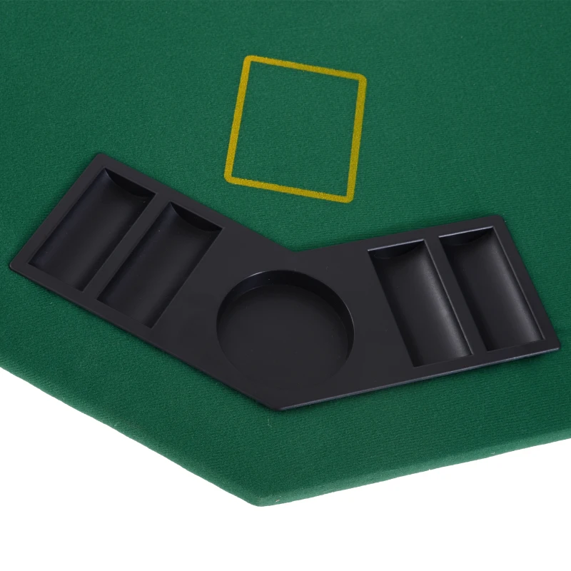 Soozier Poker Table Foldable, 47" Octagon Blackjack Poker Game Table for 8 Players with Cup Holders and Chips Tray, Green Felt