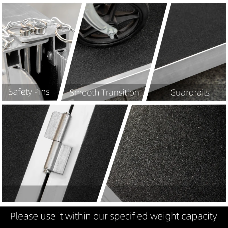 HOMCOM 3' Skidproof Portable Wheelchair Ramp for Home, Steps, Doorways, Carpeted Foldable Handicap Ramp, Threshold Ramp