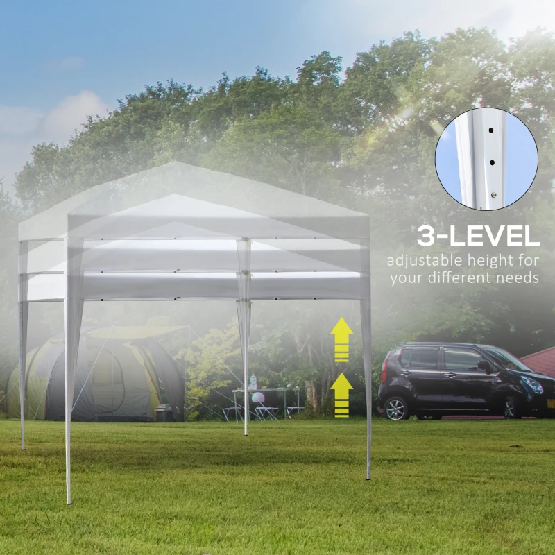 Outsunny 10 x 10ft Folding Pop Up Tent Outdoor Gazebo Canopy with Carrying Bag, White