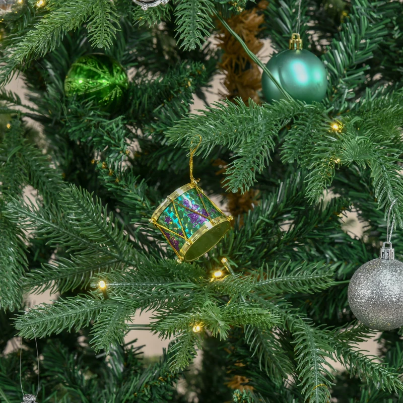 HOMCOM 7' Prelit Artificial Christmas Tree with 2393 Realistic Branches, Warm White LED Lights and 2393 Tips Green