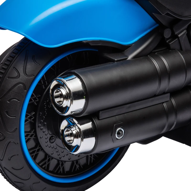 Aosom 6V Kids Motorcycle w/ Training Wheels, Single-Button Start, Blue