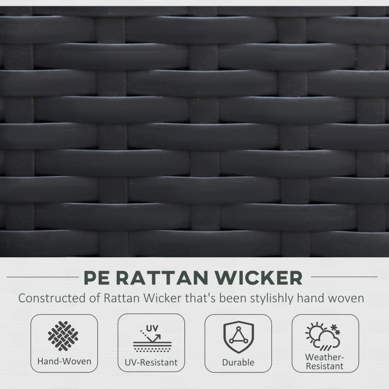 Outsunny 7 Piece Outdoor Patio Furniture Set, PE Rattan Wicker Sectional Sofa Set with Buckling Couch Cushions, Throw Pillows & Coffee Table, Dark Brown, Beige, Orange