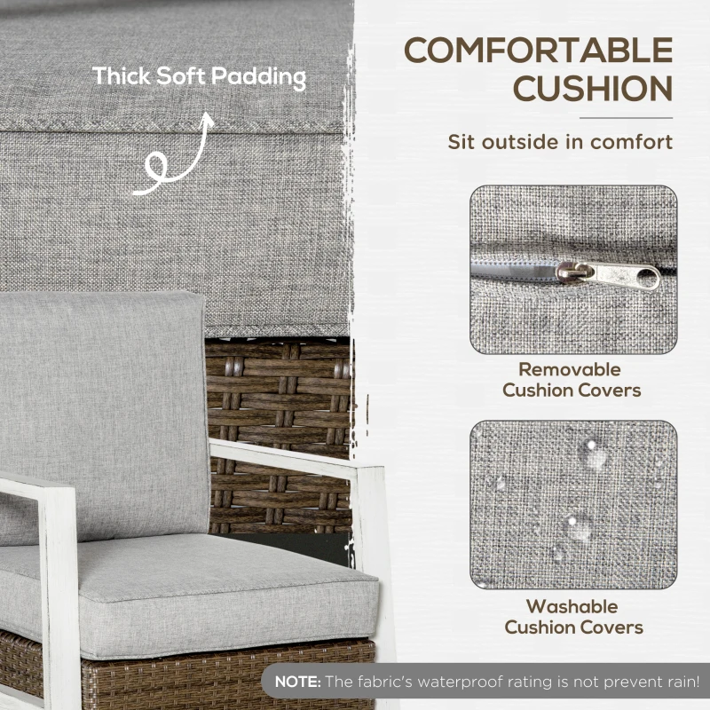 Outsunny Aluminum Patio Furniture Set, 5 Piece Modern Outdoor Conversation Set with Loveseat Sofa, Chairs, Cushions, Coffee Table & Side Table, Gray
