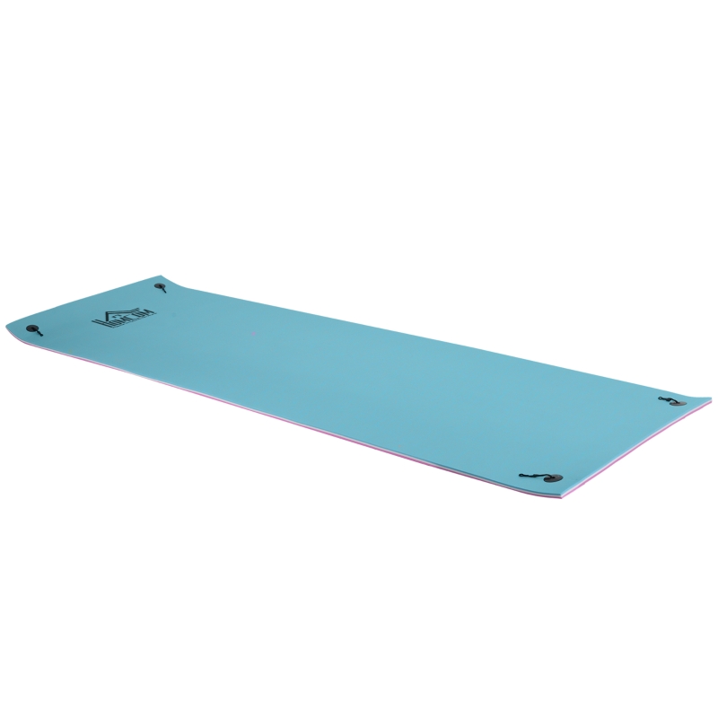 HOMCOM 16.4x5ft Lily Floating Mat Floating Lily Pad Water Carpet Float Aqua Mat Water Recreation and Relaxing in Lake, River, Beach, Swimming Pool, Blue