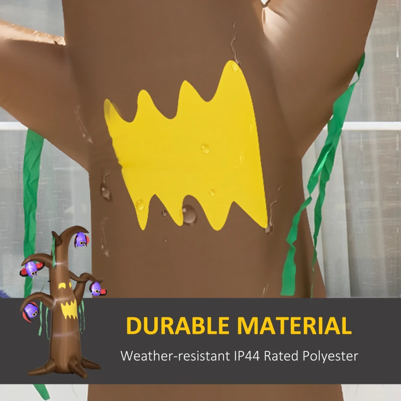 Outsunny 8ft Inflatable Halloween Ghost Tree with Toothy Bats Hanging Down, Blow-Up Outdoor LED Display for Lawn, Garden, Party