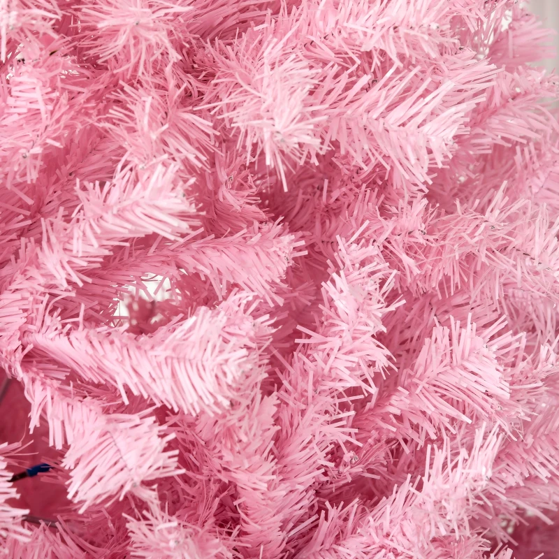 HOMCOM 7' Artificial Pink Christmas Trees, with Auto Open, Steel Base, Wide Shape for Indoor Xmas Decoration