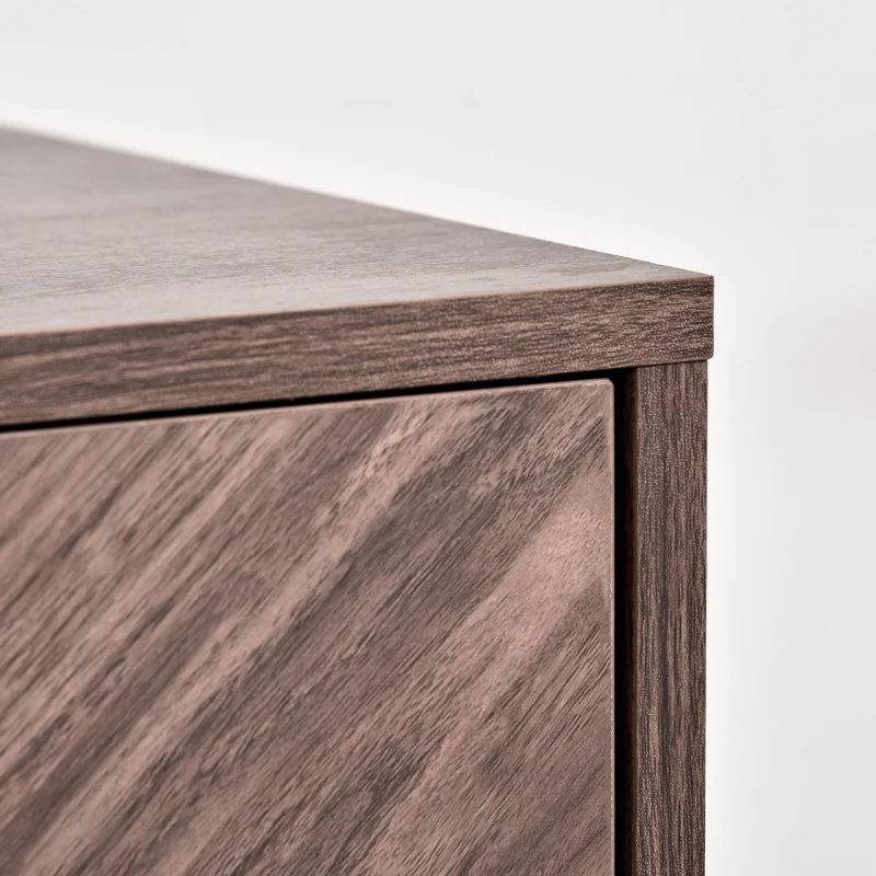 HOMCOM Vintage Storage Cabinet, Kitchen Cabinet with Adjustable Shelf and Metal Frame, Cupboard Organization, Walnut