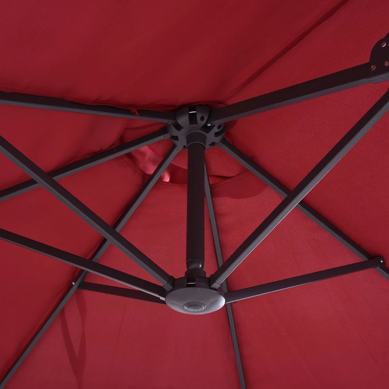 Outsunny Extra Large 15 ft Patio Umbrella, Double-Sided Large Outdoor Umbrella with Crank Handle and Air Vents for Backyard, Deck, Pool, Market, Wine Red