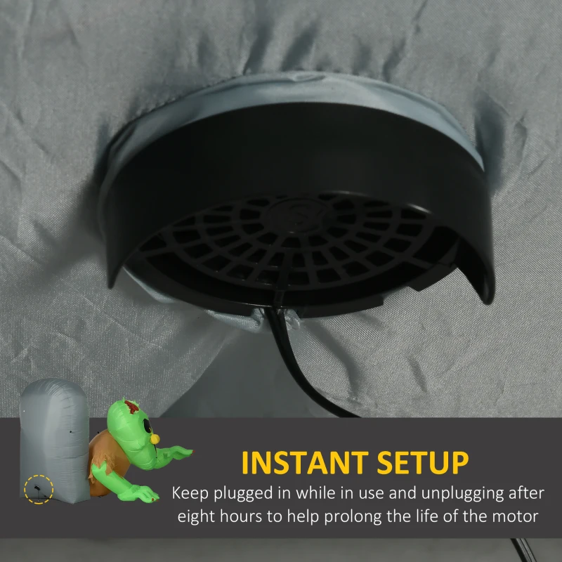 HOMCOM 5ft Halloween Inflatables, Zombie with Tombstone, Outdoor Blow Up Yard Decoration with Build-in LED