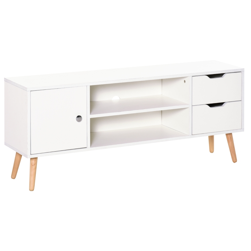 HOMCOM TV Stand for TVs up to 50", TV Cabinet with Shelves, Drawers and Cable Hole, Entertainment Unit for Living Room, White