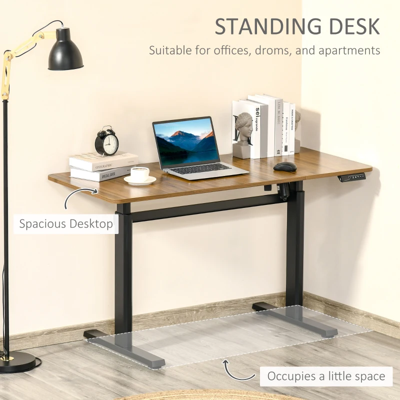 Vinsetto 55" Electric Height Adjustable Standing Desk Sit Stand Desk with Large Desktop, Motor, Stand up Desk for Home Office, Natural