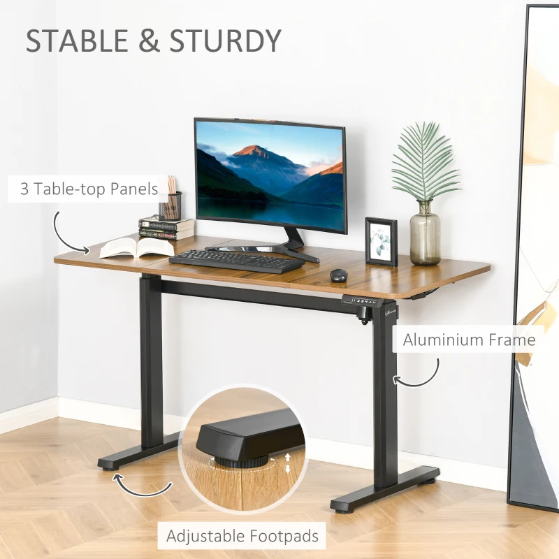 Vinsetto 55" Electric Height Adjustable Standing Desk Sit Stand Desk with Large Desktop, Motor, Stand up Desk for Home Office, Natural
