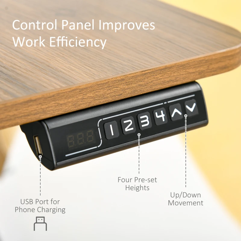 Vinsetto 55" Electric Height Adjustable Standing Desk Sit Stand Desk with Large Desktop, Motor, Stand up Desk for Home Office, Natural